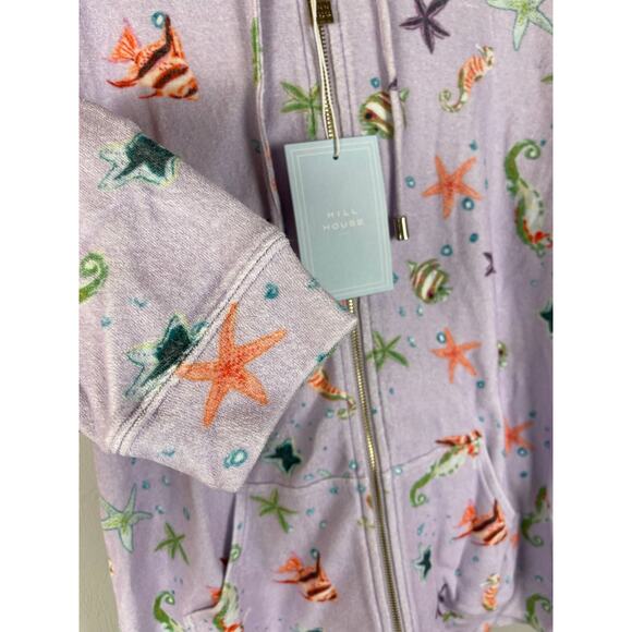 Hill House The Allie Zip Up Sea Creatures Terry Cloth Hoodie Size Small - Picture 6 of 10